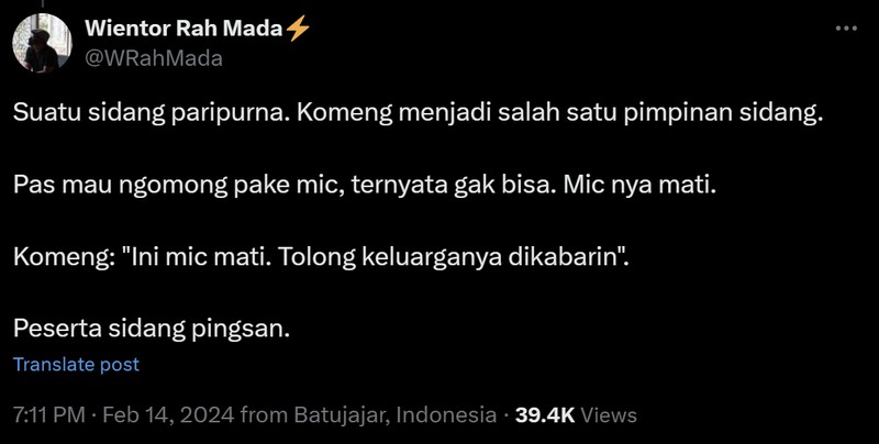 Komeng maju menjadi calon DPD RI Dapil Jawa Barat dengan nomor urut 10. Di X, netizen ramai membagikan meme pelawak senior tersebut. Sampai capek ngakak.