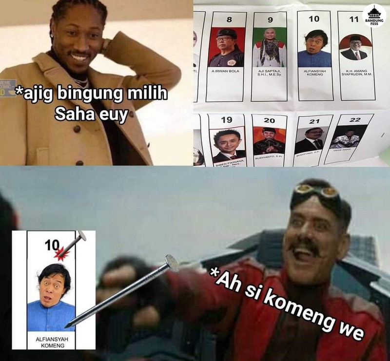 Komeng maju menjadi calon DPD RI Dapil Jawa Barat dengan nomor urut 10. Di X, netizen ramai membagikan meme pelawak senior tersebut. Sampai capek ngakak.