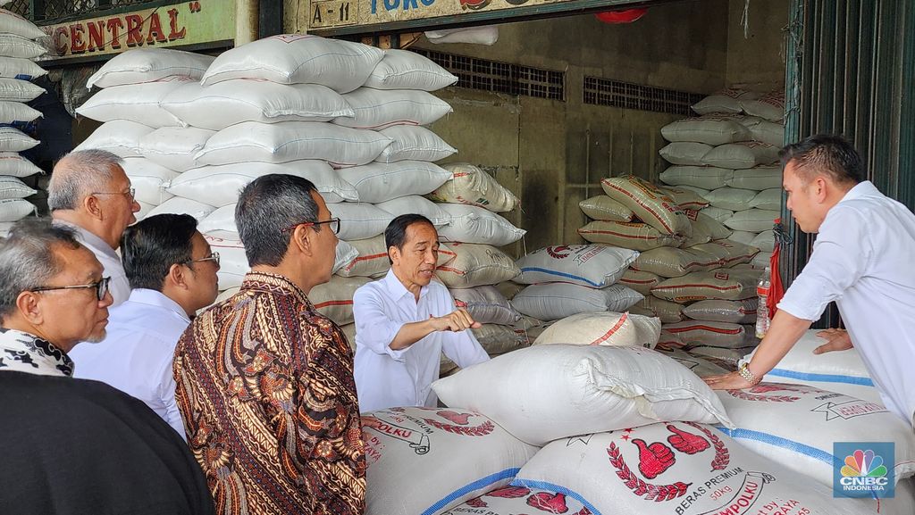 Presiden Jokowi tinjau stok beras di PIBC, Kamis (15/2/2024), dok: Bapanas