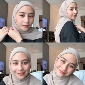 prilly latuconsina membuat tutoria hijab selama menjalani umrah