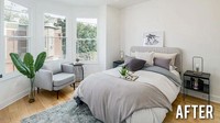 Kamar tidur dengan bentuk jendela cembung ternyata bisa membuatnya terlihat lebih luas. Jendela yang digunakan pun dibuat memanjang ke bawah mengisi 75% dinding agar mendapatkan pemandangan layaknya memiliki balkon. Foto: beforeafter.design via boredpanda.com