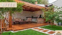 Coba tambahkan area semacam saung terbuka lengkap dengan kursi empuk dan dapur mini. Ini adalah cara brilian mengatasi perut lapar saat tengah bersantai. Foto: Beforeafter.design via boredpanda.com