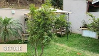 Taman belakang adalah lokasi yang pas untuk bersantai dengan keluarga. Dalam foto before ini terlihat rumput tidak terpangkas dengan rapih dengan interior seadanya. Daripada dibiarkan layaknya hutan belantara, coba ubah seperti ini. Foto: beforeafter.design via boredpanda.com