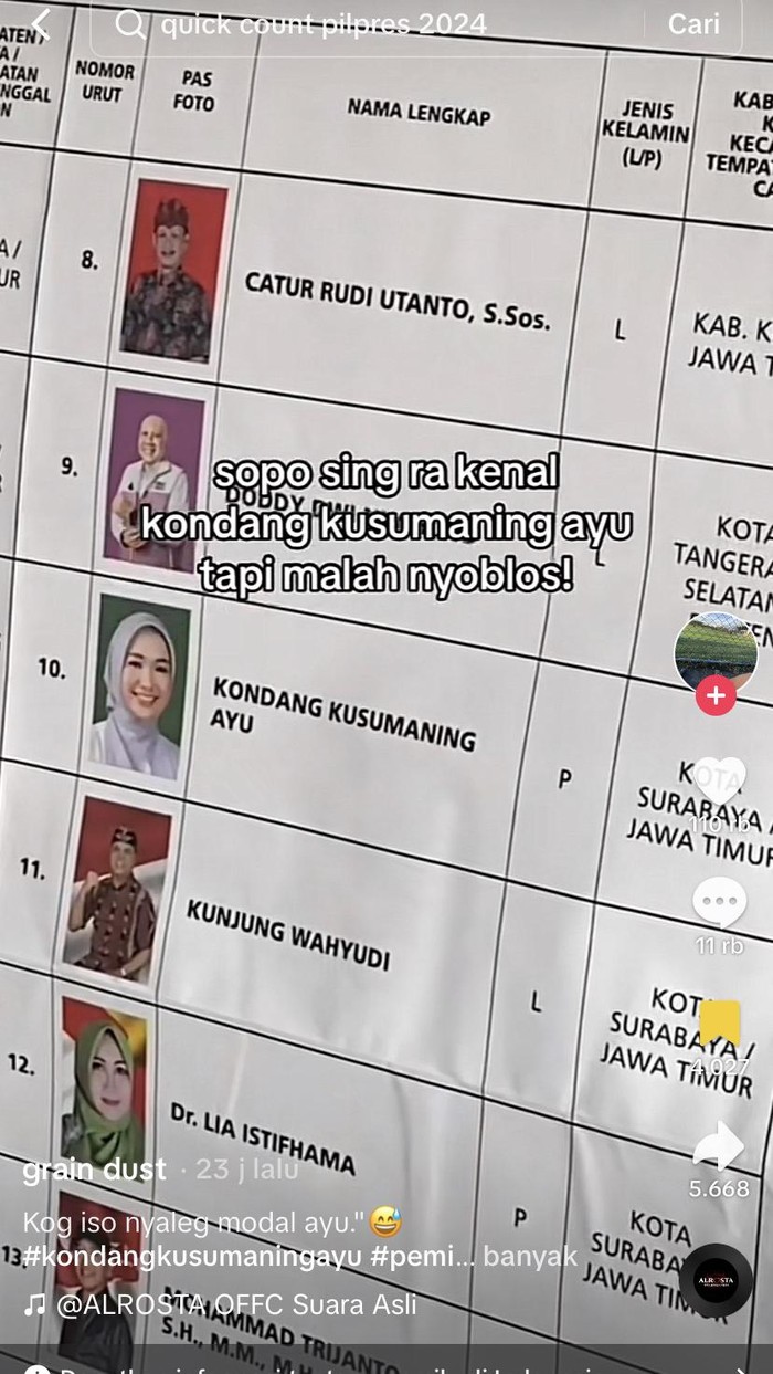 Tangkapan layar video viral masyarakat mencoblos kondang