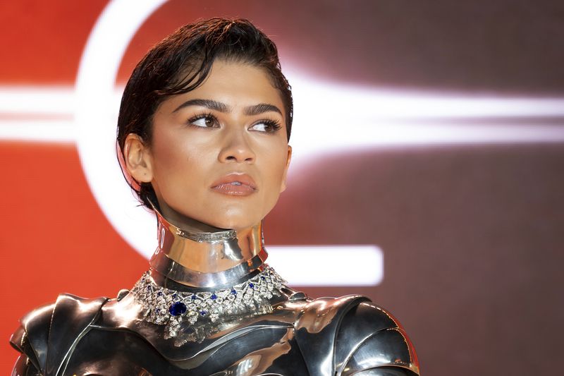 Law Roach, left, and Zendaya pose for photographers upon arrival at the World premiere of the film 'Dune: Part Two' on Thursday, Feb. 15, 2024 in London. (Photo by Scott A Garfitt/Invision/AP)
