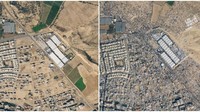 Foto kombinasi satelit memperlihatkan kondisi sebelum dan sesudah migrasi pengungsi Palestina ke Rafah. Diperkirakan sekitar 1 juta warga mengungsi ke Rafah sejak serangan Israel pada 7 Oktober 2023 silam.