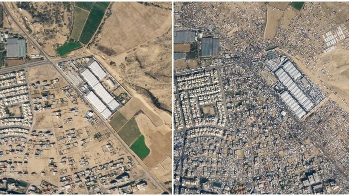 ISRAEL-PALESTINIANS/GAZA-RAFAH SATELLITE IMAGES A satellite image shows the streets of Rafah after the migration of displaced Palestinians to the area, amid the ongoing conflict between Israel and the Palestinian Islamist group Hamas, in Rafah, Gaza, January 14, 2024. Planet Labs PBC/Handout via REUTERS THIS IMAGE HAS BEEN SUPPLIED BY A THIRD PARTY. NO RESALES. NO ARCHIVES. MANDATORY CREDIT. DO NOT OBSCURE LOGO.