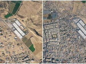 Foto Before-After Migrasi Pengungsi Palestina di Rafah
