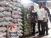 Momen Jokowi Cek Stok Beras di Gudang Bulog
