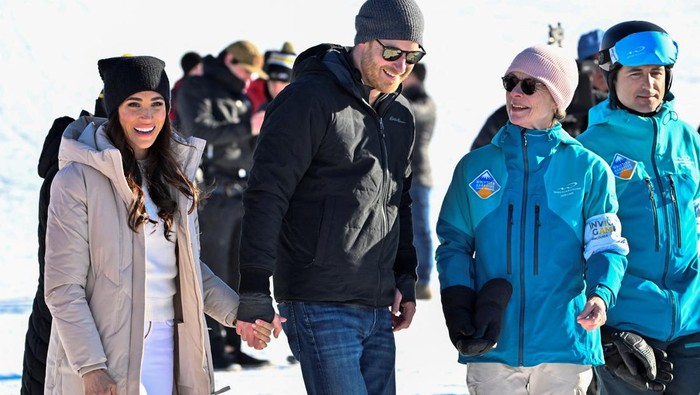 Britain's Prince Harry, Duke of Sussex and his wife Meghan, Duchess of Sussex, visit the training camp for the Invictus Games Vancouver Whistler 2025, in Whistler, British Columbia, Canada February 14, 2024.  REUTERS/Jennifer Gauthier