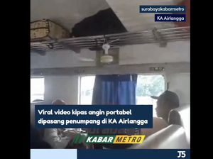 Heboh Penumpang Kereta Pasang Kipas Gantung di Gerbong, Wusss!