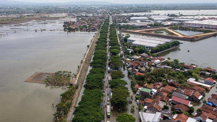 Banjir Masih Genangi Demak Warga menjemur barang rumah tangga yang masih bisa diselamatkan pascabanjir yang merendam rumah mereka di Desa Wonorejo, Kecamatan Karanganyar, Kabupaten Demak, Jawa Tengah, Minggu (18/2/2024). Meskipun banjir yang merendam Kecamatan Karanganyar sejak 10 hari lalu akibat jebolnya tanggul Sungai Wulan yang berhasil ditangani Kementerian PUPR berangsur surut, namun sejumlah titik permukiman masih ada yang terendam hingga sekitar 1 meter dan warga membutuhkan air bersih untuk pembersihan rumah, pakaian, dan peralatan pembersih rumah. ANTARA FOTO/Aji Styawan/rwa.