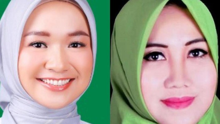 Dua srikandi caleg DPD RI asal Jatim, Kondang Kusumaning Ayu (kiri) dan Lia Istifhama (kanan)