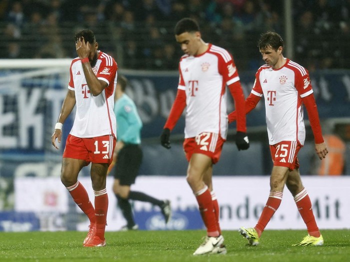 Soccer Football - Bundesliga - VfL Bochum v Bayern Munich - Ruhrstadion, Bochum, Germany - February 18, 2024 Bayern Munich's Eric Maxim Choupo-Moting reacts REUTERS/Leon Kuegeler DFL REGULATIONS PROHIBIT ANY USE OF PHOTOGRAPHS AS IMAGE SEQUENCES AND/OR QUASI-VIDEO.