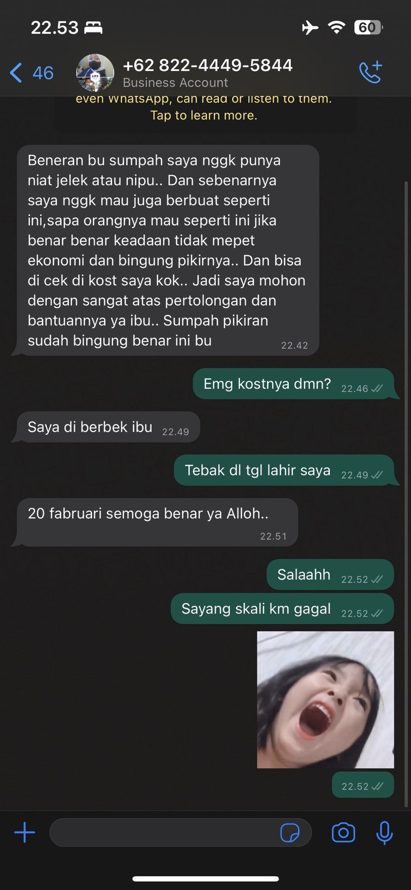 Chat Penipu Gagal Nipu