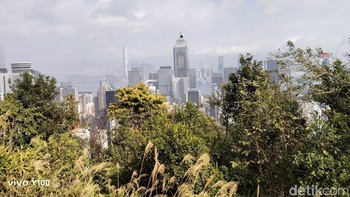 Pemandangan jejeran gedung pencakar langit di Hong Kong dari ketinggian. Foto: Virgina Maulita Putri/detikINET