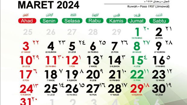 Kalender Maret 2024.