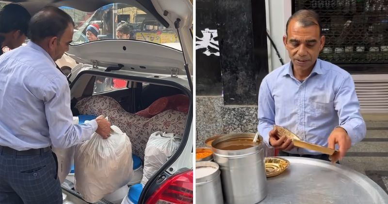 Dingin!  Pedagang kaki lima ini sehari-harinya berjualan menggunakan mobil BMW