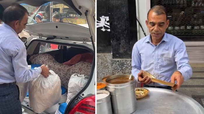 Keren! Penjual Makanan Kaki Lima Ini Tiap Hari Jualan Pakai Mobil BMW