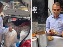 Keren! Penjual Makanan Kaki Lima Ini Tiap Hari Jualan Pakai Mobil BMW