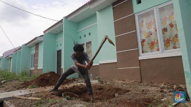 Suasana perumahan subsidi pemerintah di Kawasan, Ciseeng Kabupaten Bogor, Jawa Barat, Senin, (19/2/2024). (վ/Muhammad Sabki)