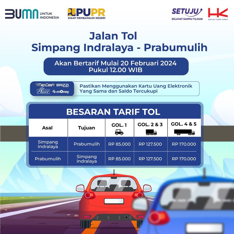Tarif Tol Indralaya-Prabumulih