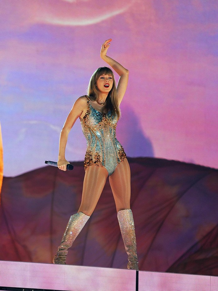 Taylor Swift March 31, 2023, Arlington, Texas, United States; American singer-songwriter Taylor Swift performs on her The Eras Tour at AT&T Stadium. on March 31, 2023 in Arlington, Texas, United States. (Photo by Javier Vicencio/ Eyepix Group) (Photo credit should read Javier Vicencio / Eyepix Group/Future Publishing via Getty Images)
