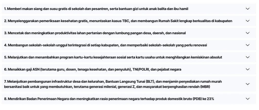 8 Program Hasil Terbaik Cepat dari Prabowo-Gibran. Ist