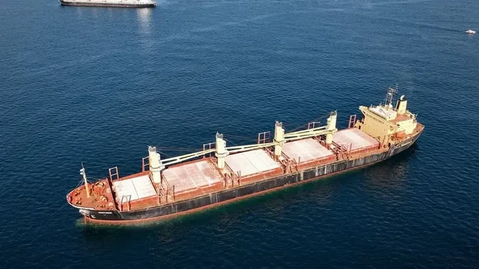 Cargo ship Rubymar, carrying Ukrainian grain, is seen in the Black Sea off Kilyos near Istanbul, Turkey November 2, 2022. (Reuters)