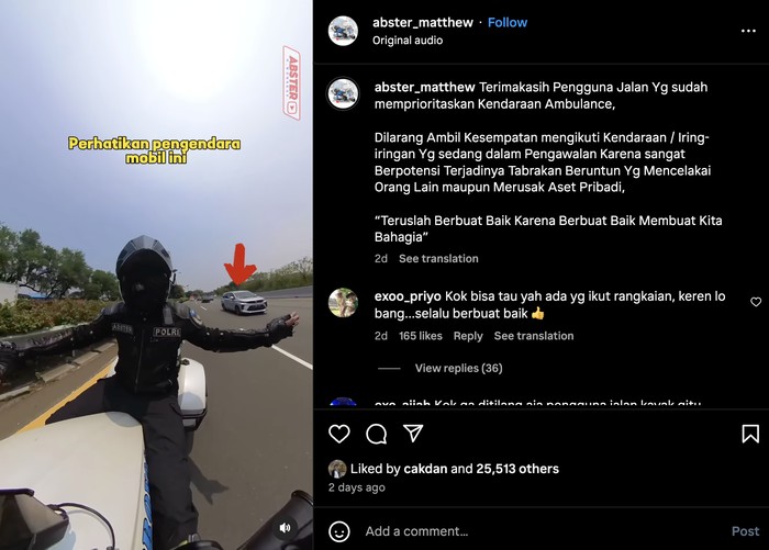 Mobil Buntuti Ambulans Sampai Ditegur Polisi