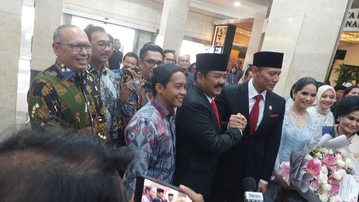 AHY tiba di kantor Kementerian ATR BPN untuk proses sertijab/Almadinah Putri Brilian-detikcom