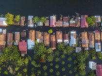 Foto Udara Banjir Luapan Sungai Batanghari di Muaro Jambi