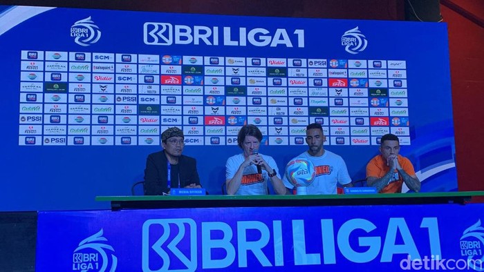 Konferensi pers Borneo FC di Gianyar, Rabu (21/2/2024) jelang laga melawan Persikabo 1973. (Siti Muamalah/detikBali)