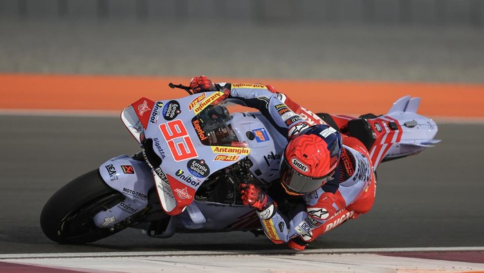 DOHA, QATAR - FEBRUARY 20: Marc Marquez of Spain and Gresini Racing MotoGP in the garage during Day Two of the Qatar MotoGP Official Test at Losail Circuit on February 20, 2024 in Doha, Qatar. (Photo by Qian Jun/MB Media/Getty Images)