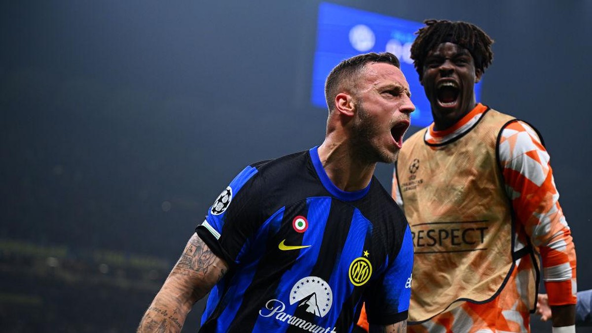 Marko Arnautovic lega betul bisa mencetak gol kemenangan Inter Milan atas Atletico Madrid (Inter via Getty Images/Mattia Ozbot - Inter)