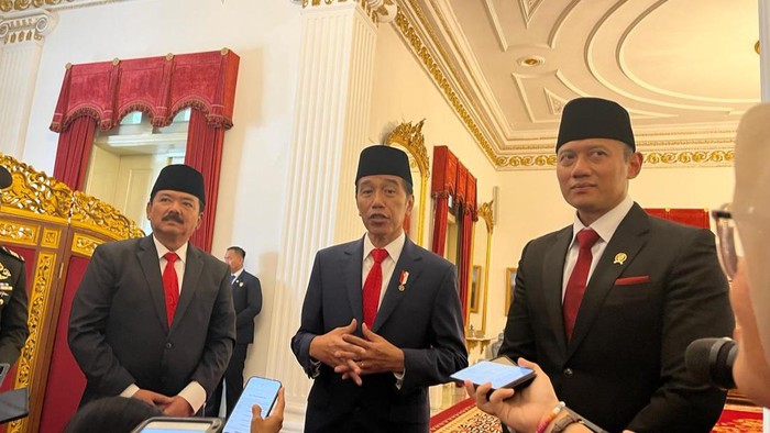 Menko Polhukam Hadi Tjahjanto, Presiden Joko Widodo (Jokowi) dan Menteri ATR/BPN Agus Harmurti Yudhoyono (AHY).