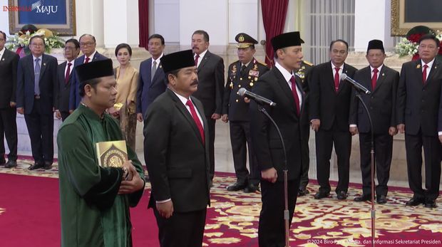 Pelantikan Pejabat Negara Republik Indonesia, Istana Negara, 21 Februari 2024. (Tangkapan layar)