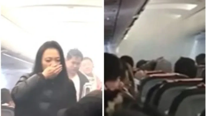 Sebuah pesawat harus mendarat darurat di Hong Kong setelah powerbank meledak. Asapnya memenuhi kabin, penumpang nampak menutupi hidung mereka dengan tangan.