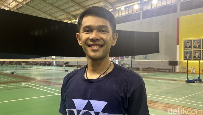 Fajar Alfian di pelatnas PBSI, Cipayung.