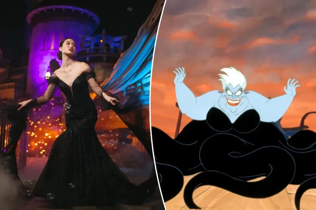 Gaun pengantin ini terinspirasi tokoh jahat dalam film The Little Mermaid, Ursula. Gaun hadir dalam siluet putri duyung dengan detail hiasan manik-manik dan lengan yang dapat dilepas. Foto: Dok. Allurebridals, Everett