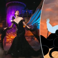 Gaun pengantin ini terinspirasi tokoh jahat dalam film The Little Mermaid, Ursula. Gaun hadir dalam siluet putri duyung dengan detail hiasan manik-manik dan lengan yang dapat dilepas. Foto: Dok. Allurebridals, Everett