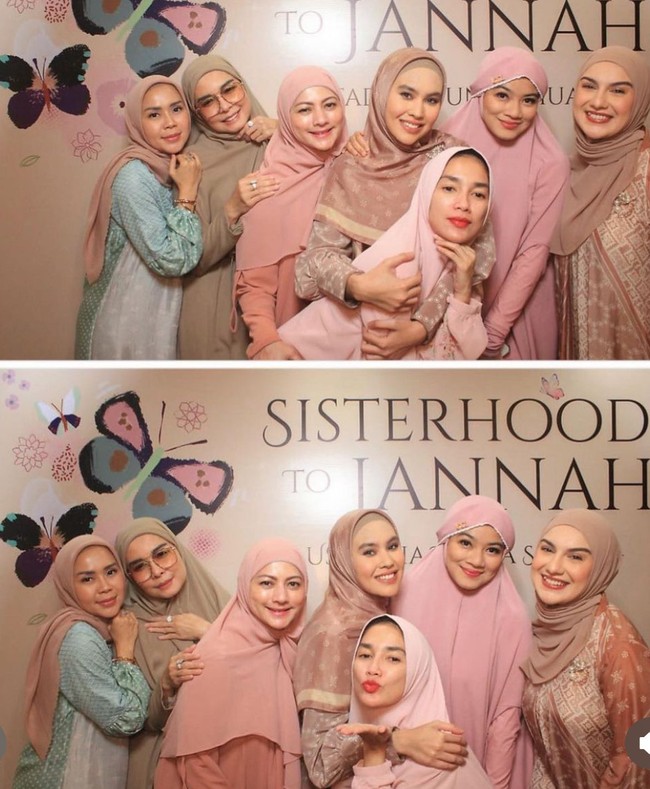 Menyambut bulan Ramadan 2024, sejumlah selebriti Tanah Air mengikuti kajian Sisterhood to Jannah bersama ustadzah Dunia Shuaib di kawasan Kuningan, Jakarta baru-baru ini. Foto: Dok. Instagram @titi_kamall.