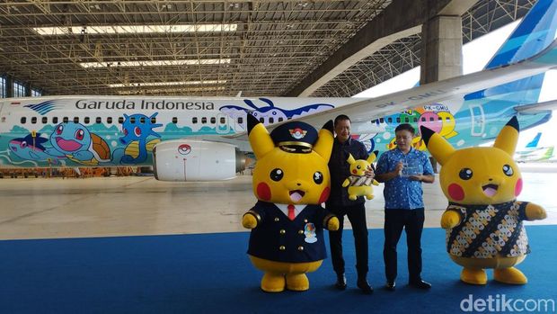 Rupa Pikachu Jet di Garuda Indonesia, Kamis (22/2/2024).
