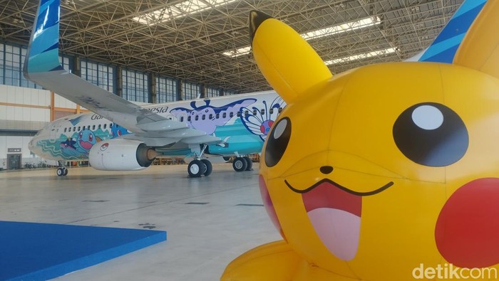 Rupa Pikachu Jet di Garuda Indonesia, Kamis (22/2/2024).