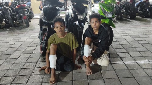 Azwin (24) dan Edi Kurniawan (28), dua residivis spesialis curanmor ditangkap dan ditembak oleh polisi. (Dok Polresta Mataram)
