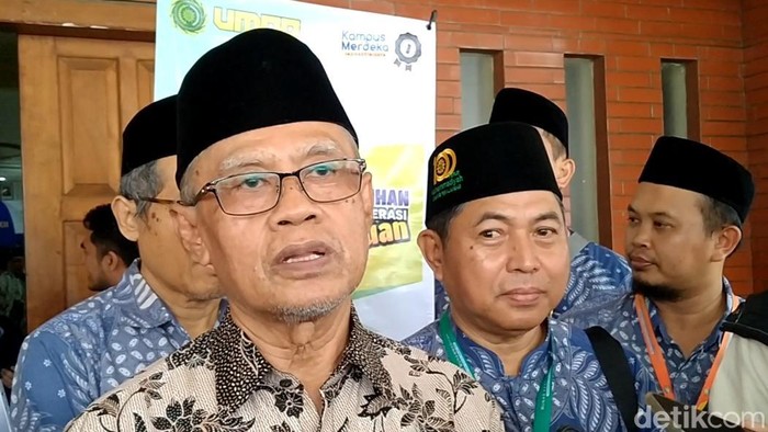 Ketua Umum PP Muhammadiyah Haedar Nashir di acara Munas Tarjih XXXII di UMPP Pekajangan, Kabupaten Pekalongan, Jumat (23/2/2024).