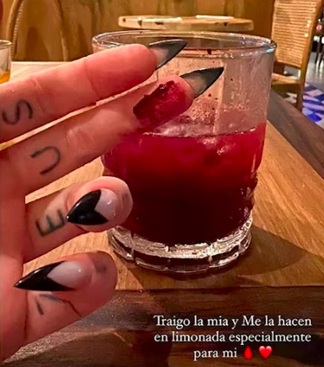 Dikatakan jika minum darah sudah menjadi rutinitasnya demi tampil awet muda. Sofia bahkan menyimpan cairan itu di tasnya untuk bisa diminum kapanpun. Foto: Instagram Sofía Clerici