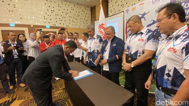 Kegiatan Munas Modern Pentathlon Indonesia di Royal Ambarrukmo, Sleman, DIY, Sabtu (24/2/2024).