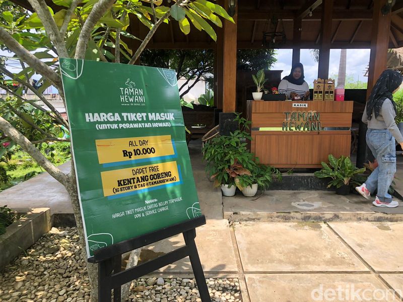 Taman Harmoni di Malang menghadirkan konsep unik di mana pengunjung kafe bisa bermain dengan berbagai satwa