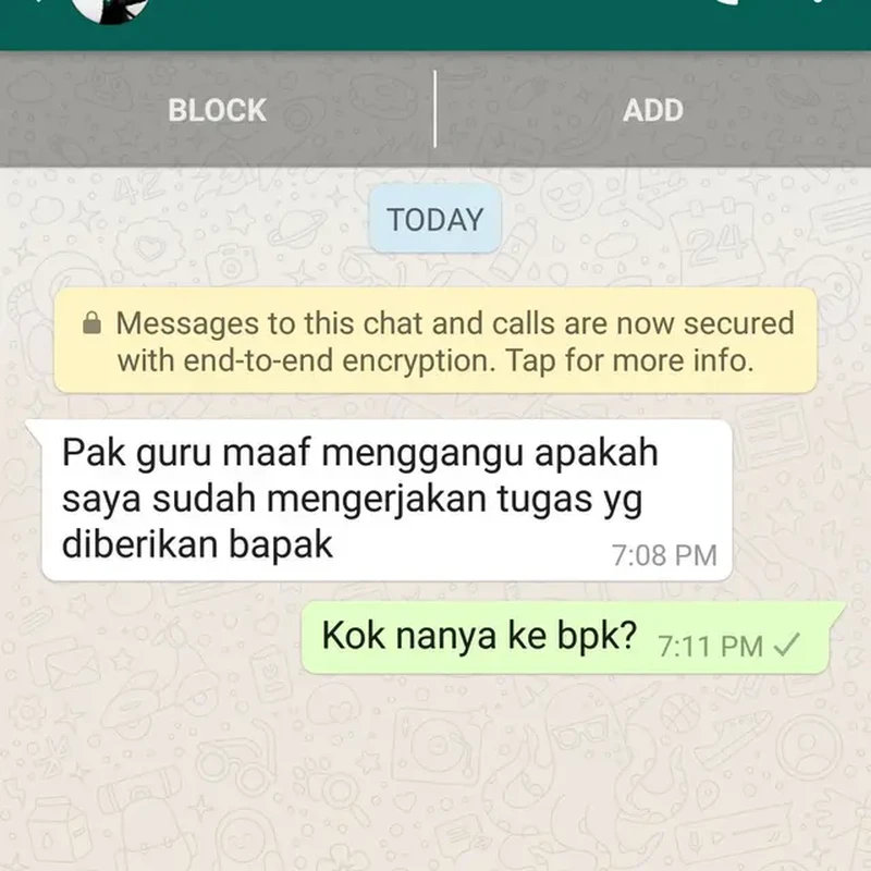 Chat guru dengan murid ini bikin kamu bakal kangen dengan masa sekolah. Chatnya lucu banget.
